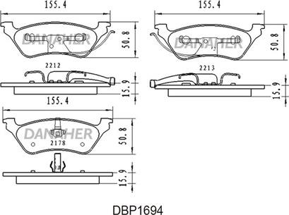 Danaher DBP1694 - Комплект спирачно феродо, дискови спирачки vvparts.bg