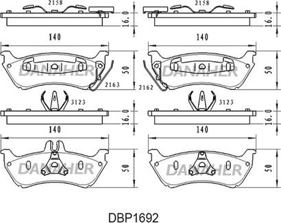 Danaher DBP1692 - Комплект спирачно феродо, дискови спирачки vvparts.bg