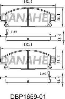 Danaher DBP1659-01 - Комплект спирачно феродо, дискови спирачки vvparts.bg