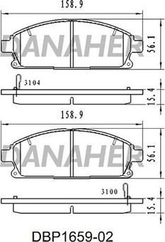 Danaher DBP1659-02 - Комплект спирачно феродо, дискови спирачки vvparts.bg