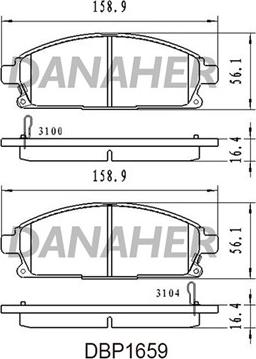 Danaher DBP1659 - Комплект спирачно феродо, дискови спирачки vvparts.bg