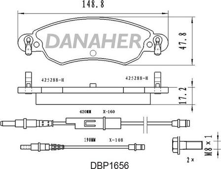 Danaher DBP1656 - Комплект спирачно феродо, дискови спирачки vvparts.bg