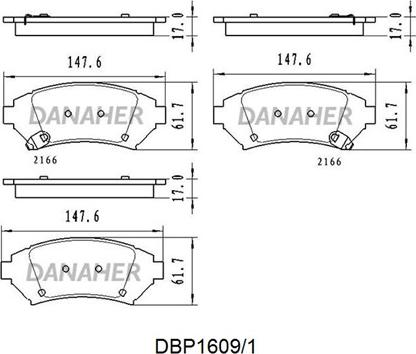 Danaher DBP1609/1 - Комплект спирачно феродо, дискови спирачки vvparts.bg