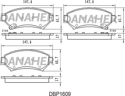 Danaher DBP1609 - Комплект спирачно феродо, дискови спирачки vvparts.bg