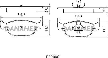 Danaher DBP1602 - Комплект спирачно феродо, дискови спирачки vvparts.bg