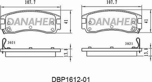 Danaher DBP1612-01 - Комплект спирачно феродо, дискови спирачки vvparts.bg