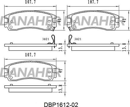 Danaher DBP1612-02 - Комплект спирачно феродо, дискови спирачки vvparts.bg