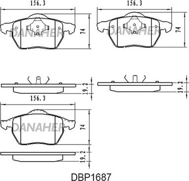 Danaher DBP1687 - Комплект спирачно феродо, дискови спирачки vvparts.bg