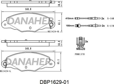 Danaher DBP1629-01 - Комплект спирачно феродо, дискови спирачки vvparts.bg