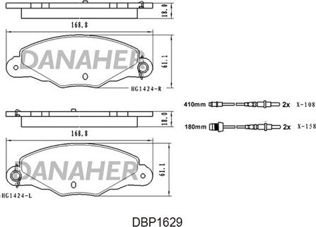 Danaher DBP1629 - Комплект спирачно феродо, дискови спирачки vvparts.bg
