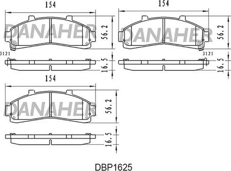 Danaher DBP1625 - Комплект спирачно феродо, дискови спирачки vvparts.bg