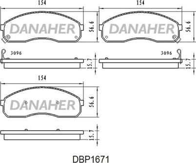 Danaher DBP1671 - Комплект спирачно феродо, дискови спирачки vvparts.bg