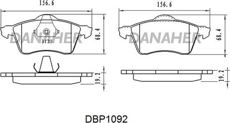 Danaher DBP1092 - Комплект спирачно феродо, дискови спирачки vvparts.bg