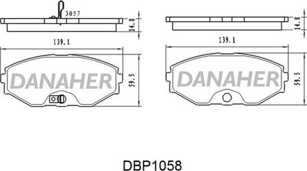 Danaher DBP1058 - Комплект спирачно феродо, дискови спирачки vvparts.bg