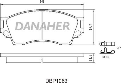 Danaher DBP1063 - Комплект спирачно феродо, дискови спирачки vvparts.bg