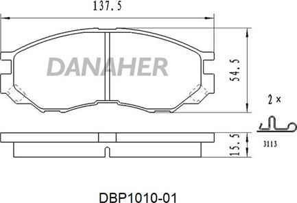 Danaher DBP1010-01 - Комплект спирачно феродо, дискови спирачки vvparts.bg