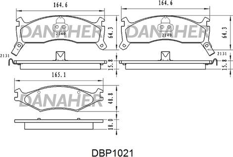 Danaher DBP1021 - Комплект спирачно феродо, дискови спирачки vvparts.bg