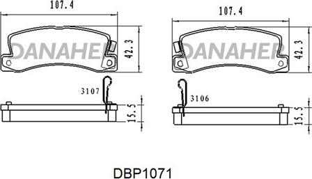 Danaher DBP1071 - Комплект спирачно феродо, дискови спирачки vvparts.bg