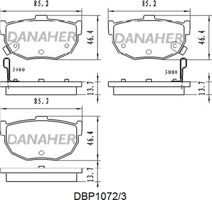 Danaher DBP1072/3 - Комплект спирачно феродо, дискови спирачки vvparts.bg