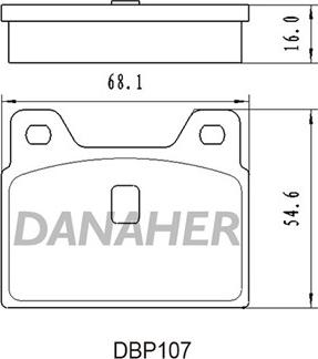 Danaher DBP107 - Комплект спирачно феродо, дискови спирачки vvparts.bg