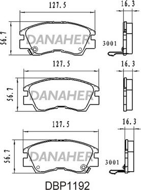 Danaher DBP1192 - Комплект спирачно феродо, дискови спирачки vvparts.bg