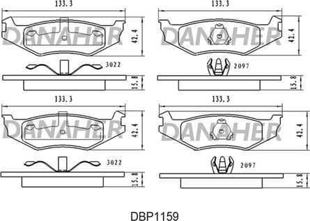 Danaher DBP1159 - Комплект спирачно феродо, дискови спирачки vvparts.bg