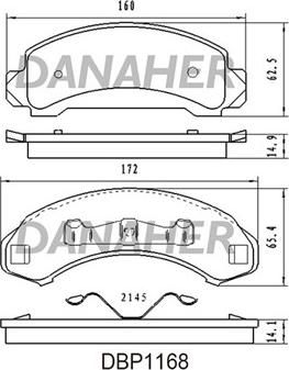 Danaher DBP1168 - Комплект спирачно феродо, дискови спирачки vvparts.bg