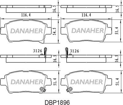 Danaher DBP1896 - Комплект спирачно феродо, дискови спирачки vvparts.bg