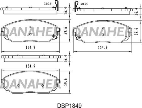 Danaher DBP1849 - Комплект спирачно феродо, дискови спирачки vvparts.bg