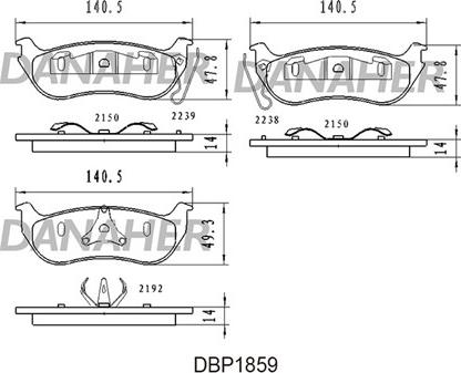 Danaher DBP1859 - Комплект спирачно феродо, дискови спирачки vvparts.bg