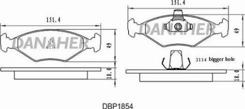 Danaher DBP1854 - Комплект спирачно феродо, дискови спирачки vvparts.bg