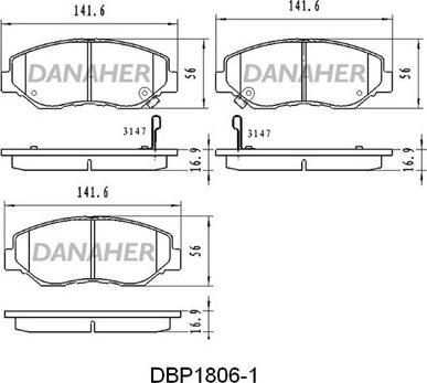 Danaher DBP1806/1 - Комплект спирачно феродо, дискови спирачки vvparts.bg