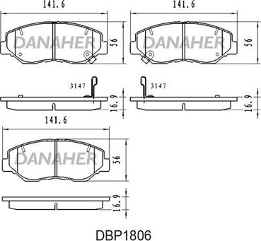 Danaher DBP1806 - Комплект спирачно феродо, дискови спирачки vvparts.bg