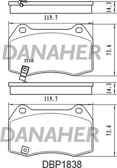 Danaher DBP1838 - Комплект спирачно феродо, дискови спирачки vvparts.bg