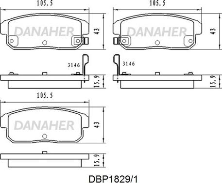Danaher DBP1829/1 - Комплект спирачно феродо, дискови спирачки vvparts.bg