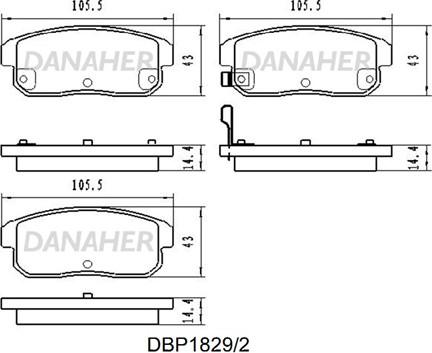 Danaher DBP1829/2 - Комплект спирачно феродо, дискови спирачки vvparts.bg