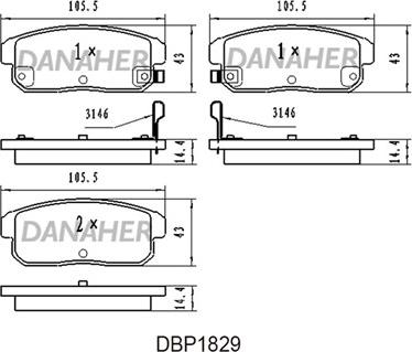Danaher DBP1829 - Комплект спирачно феродо, дискови спирачки vvparts.bg