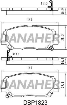 Danaher DBP1823 - Комплект спирачно феродо, дискови спирачки vvparts.bg