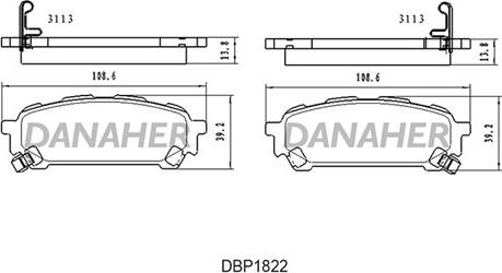 Danaher DBP1822 - Комплект спирачно феродо, дискови спирачки vvparts.bg