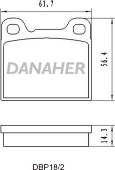 Danaher DBP18/2 - Комплект спирачно феродо, дискови спирачки vvparts.bg