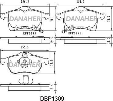 Danaher DBP1309 - Комплект спирачно феродо, дискови спирачки vvparts.bg