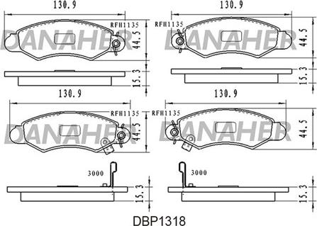 Danaher DBP1318 - Комплект спирачно феродо, дискови спирачки vvparts.bg