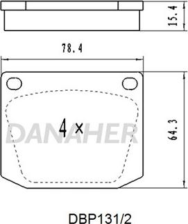 Danaher DBP131/2 - Комплект спирачно феродо, дискови спирачки vvparts.bg