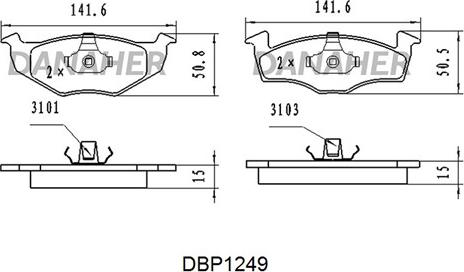 Danaher DBP1249 - Комплект спирачно феродо, дискови спирачки vvparts.bg
