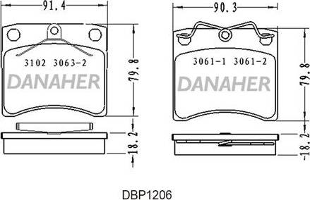 Danaher DBP1206 - Комплект спирачно феродо, дискови спирачки vvparts.bg