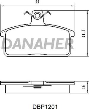 Danaher DBP1201 - Комплект спирачно феродо, дискови спирачки vvparts.bg