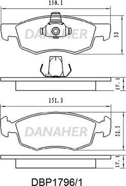 Danaher DBP1796/1 - Комплект спирачно феродо, дискови спирачки vvparts.bg