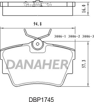 Danaher DBP1745 - Комплект спирачно феродо, дискови спирачки vvparts.bg