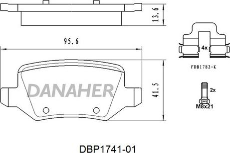 Danaher DBP1741-01 - Комплект спирачно феродо, дискови спирачки vvparts.bg