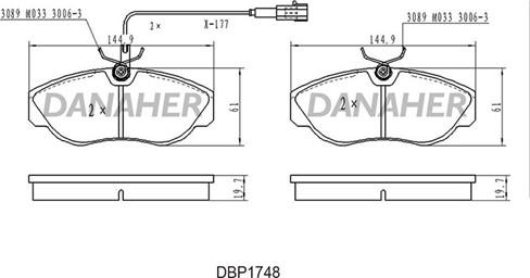 Danaher DBP1748 - Комплект спирачно феродо, дискови спирачки vvparts.bg